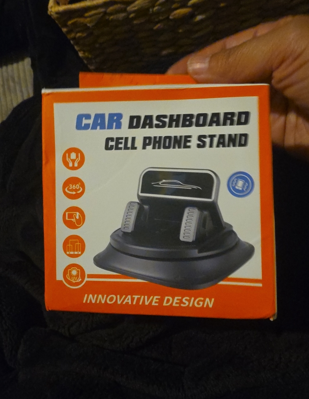 Black Car Dashboard Phone Holder - Secure 360° Stand